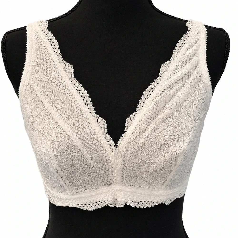 Cosabella Forte Curvy Longline Bralette‎ White Lace FORTE1362 Womens XS NWT